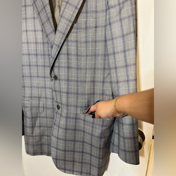 Canali Gray and Blue Checkered Blazer - Picture 3 of 8